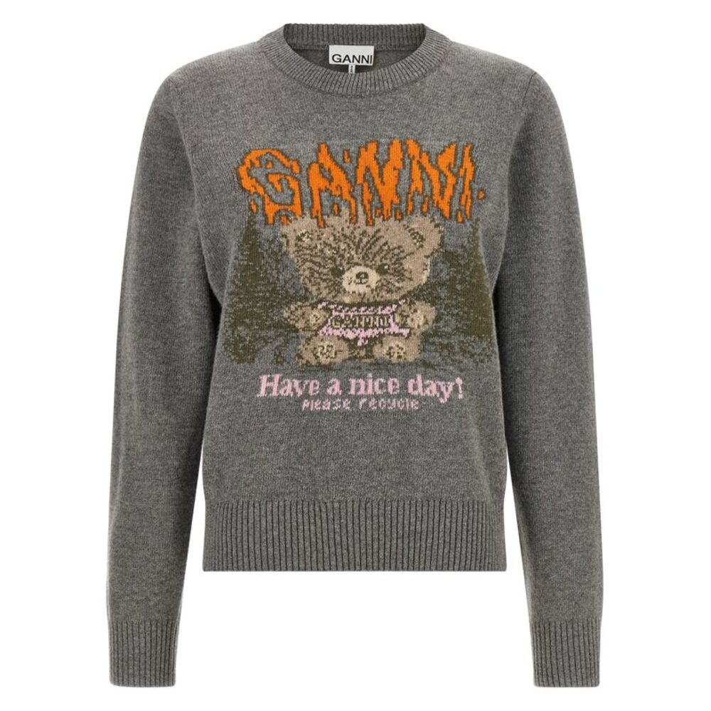 Ganni Women Sweater With Front Intarsia